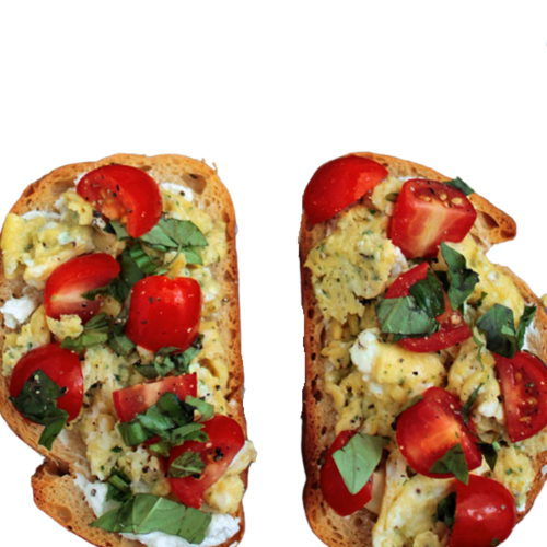 Bruschetta,tomato,cheese,egg(bánh mì ngũ cốc với phô mai, cà chua, trứng chiên)